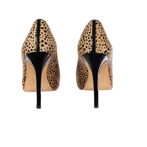 Worn 1x ANN TAYLOR Sz. 8.5 M Heels Pumps Platform Cheetah Print Horsehair - Picture 6 of 7